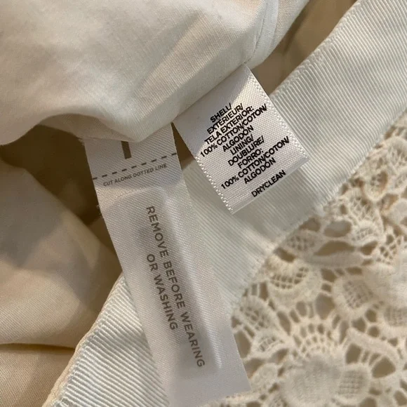 Loft Cream Cotton Ribbon Waist Floral Lace Mini Skirt Zip Lined Size 6 - Picture 8 of 10